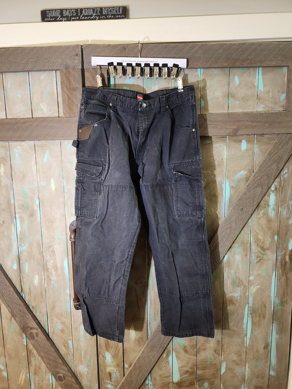 Wrangler Men's Dark Gray Cargo Work Pants